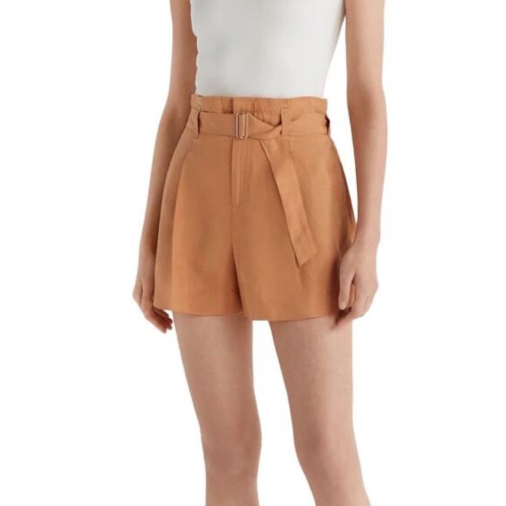 Club Monaco Darcee High Waist Orange linen Shorts